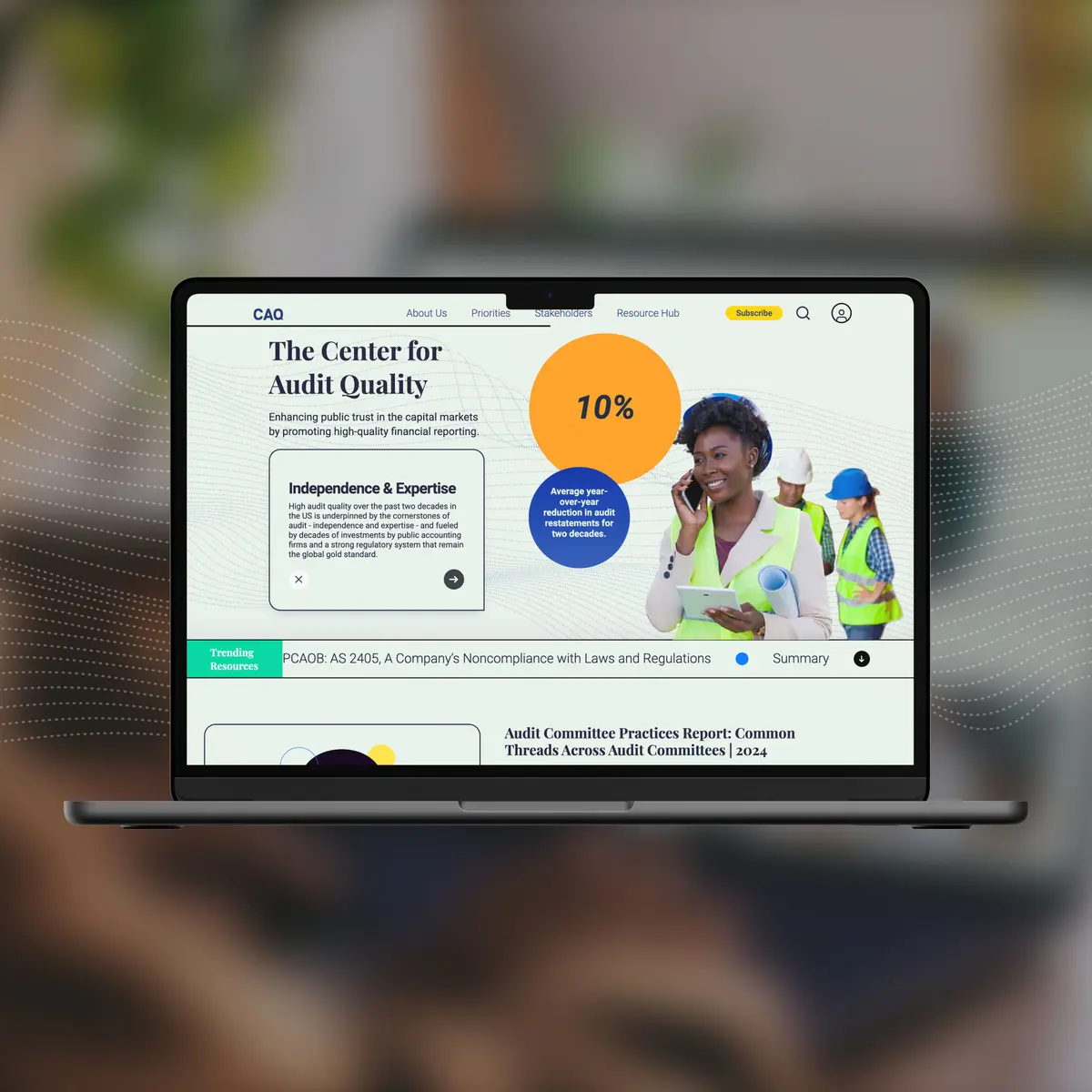 Showcase of CAQ website home page
