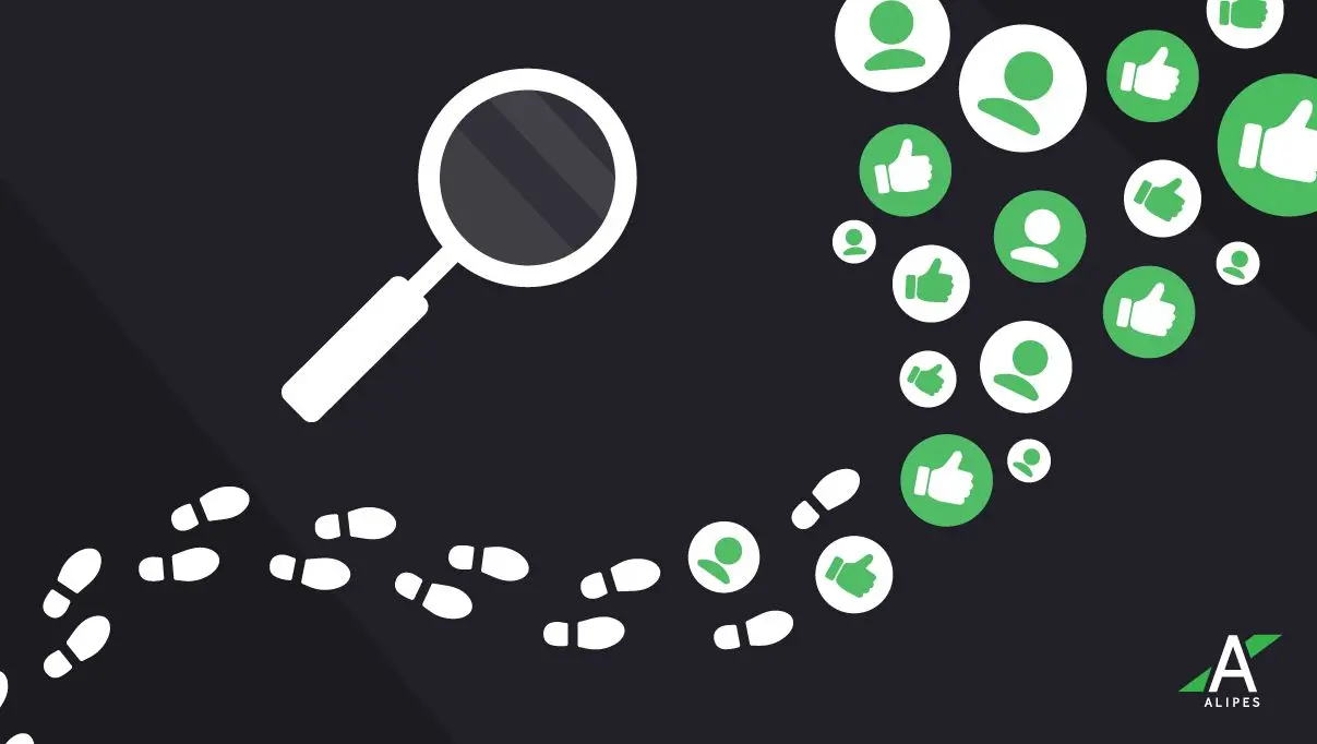 white footsteps and magnifying glass symbolizing experiential marketing