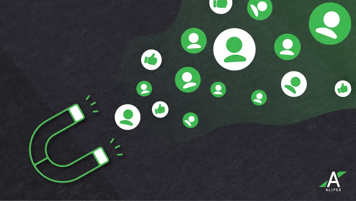 A magnet attracting numerous leads, represented by a silhouetted profile image.